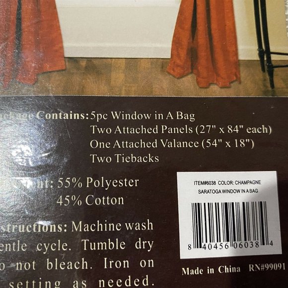 Duck River Textiles Window in a Bag Curtain Set SARATOGA color champagne 84" - Picture 2 of 7